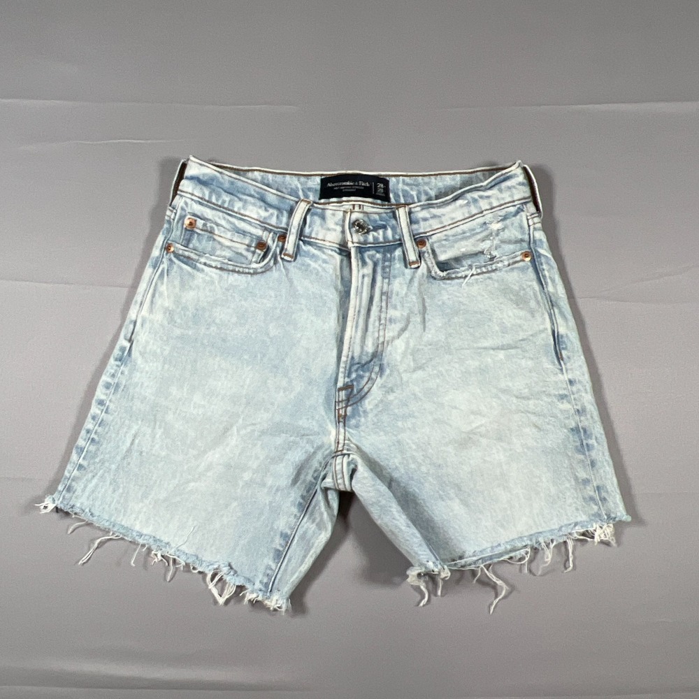 Abercrombie & Fitch Cut Off Shorts Womens 28x28 Blue Stretch Light Wash Zip Fly